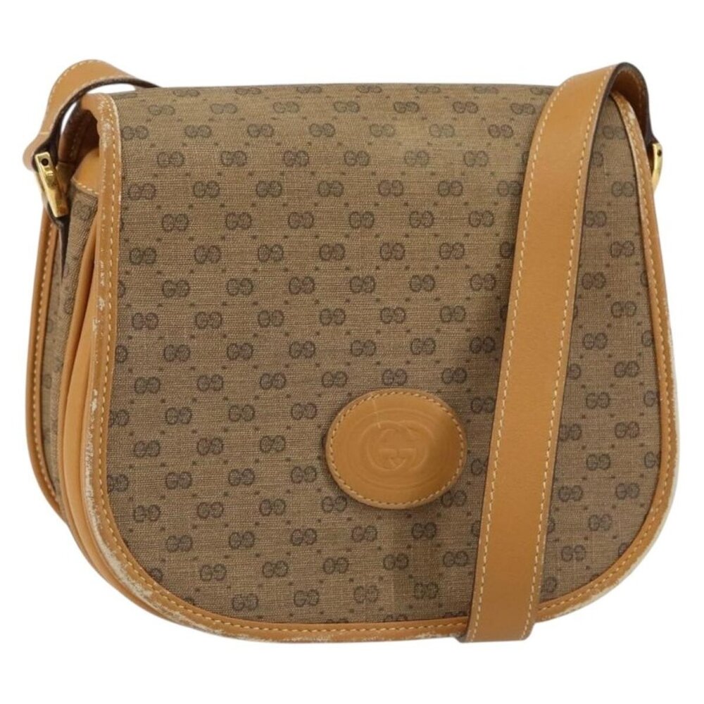 GUCCI Micro GG Supreme Shoulder Bag PVC Beige Gold 007 115 0107 Auth 152019